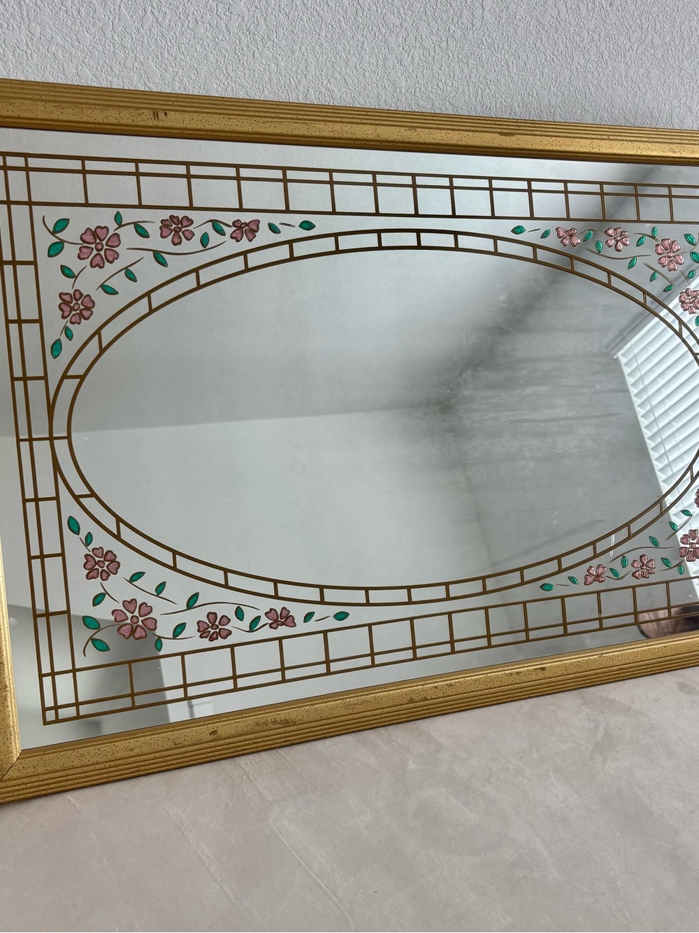 Gold Floral Oval Decorative Wall Mirror - Unbranded